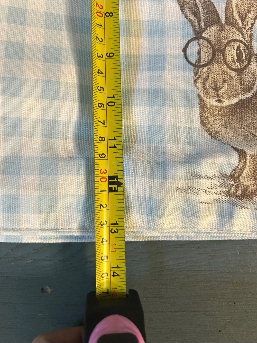 Bunny Tales Blue & White Gingham Bunny Print Table Placemats - Set of 2 | EUC
